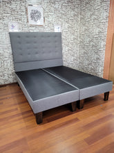 Cargar imagen en el visor de la galería, CAMA 2 PLAZAS BASES + RESPALDO MODELO DREAM FC GRIS PERLA LINO
