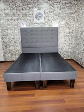 Cargar imagen en el visor de la galería, CAMA 2 PLAZAS BASES + RESPALDO MODELO DREAM FC GRIS PERLA LINO
