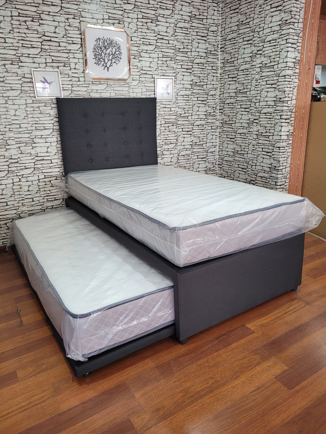 CAMA NIDO 1.5 DREAM FC GRIS OSCURO LINO