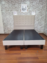 Cargar imagen en el visor de la galería, CAMA 2 PLAZAS BASES + RESPALDO MODELO DREAM FC BEIGE LINO
