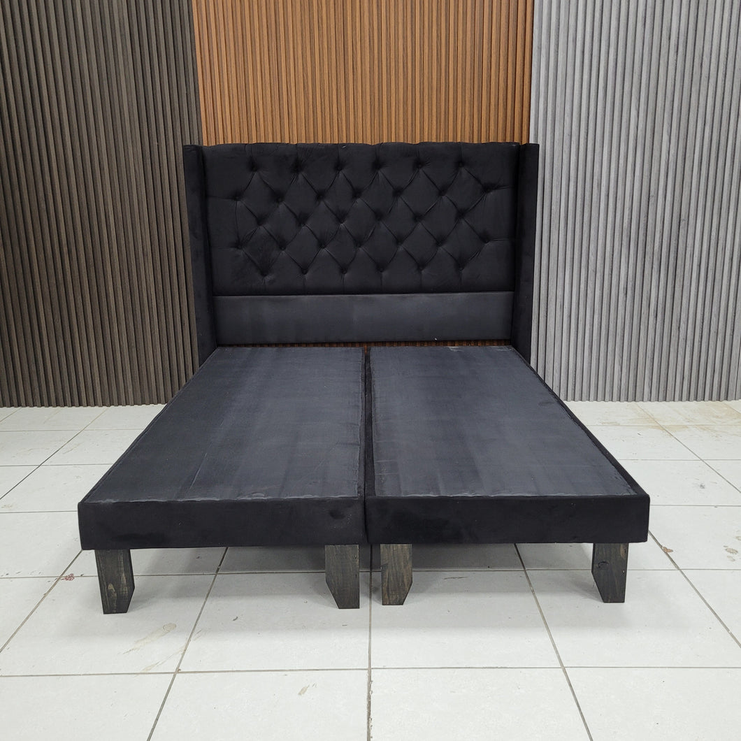 CAMA NEGRA 2 PLAZAS BRAZO BAUL CAPITONE