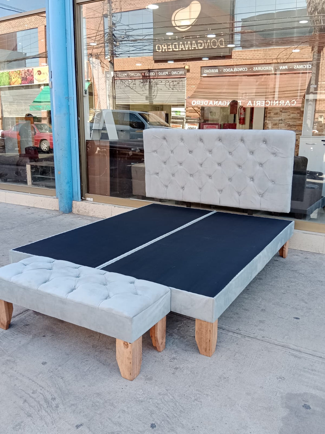 CAMA GRIS PERLA 2 PLAZAS